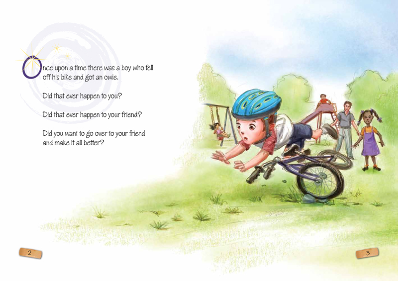 pages 2 and 3 of Owie Cadabra book