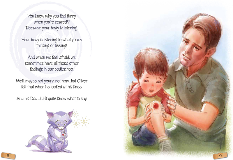 pages 8 and 9 of Owie Cadabra book